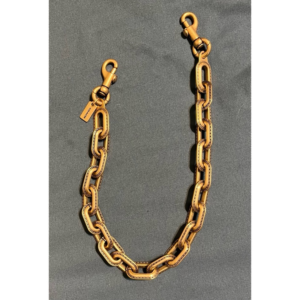 Coach Tan Leather Chain Strap with Gold Hardware